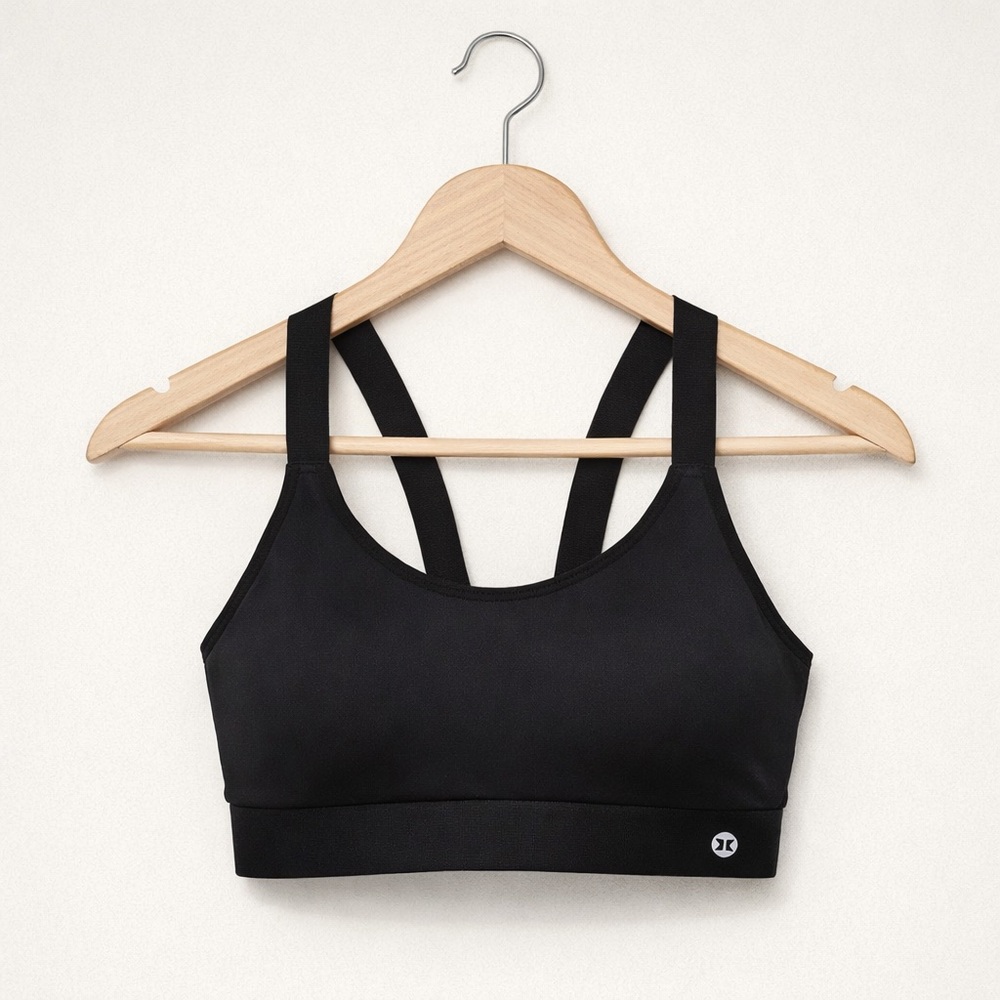 RBX Active Mesh Racerback Sports Bra Black Molded Cups High Impact Gym Large